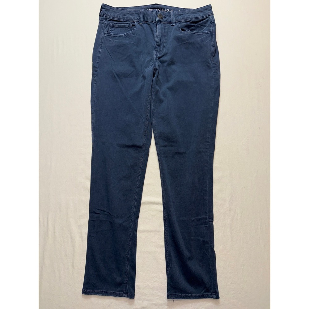 American Eagle Super Stretch Navy Blue Slim Straight Pants Womens Size 8 Regular